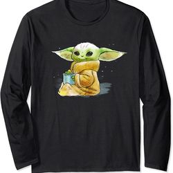 star wars the mandalorian the child drink soup illustration long sleeve