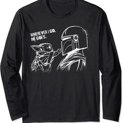 star wars the mandalorian the child wherever i go he goes long sleeve