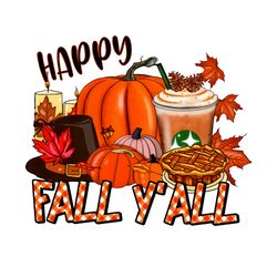 happy fall y'all thanksgiving coffee png silhouette svg files