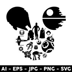 Star Wars Character Svg, Star Wars Svg, Baby Yoda Svg, Disney Svg - Digital File