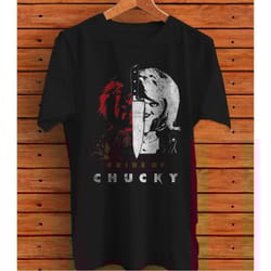child's play bride of chucky split portrait graphic t-shirt