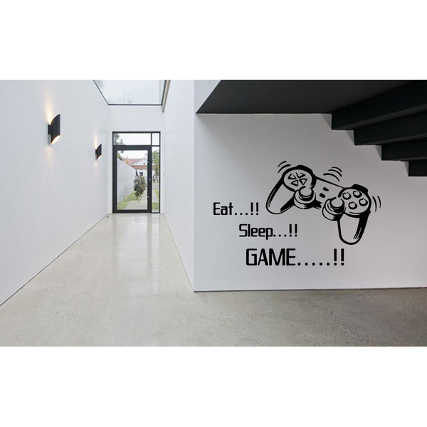 Eat, Sleep, Game, Gamer Sticker, Video Game, Computer Game, Game Play, Wall Sticker Vinyl Decal Mural Art Decor