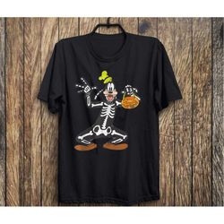 disney goofy skeleton halloween graphic t-shirt