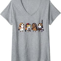 womens star wars cute porgs dressed as characters portrait v-neck