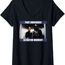 womens star wars darth vader & luke that awkward elevator moment v-neck