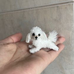 miniature realistic maltese dog poodle ooak puppy pet friend for doll custom dog figurine dollhouse miniatures handmade