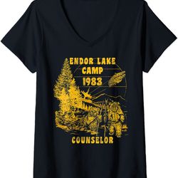 womens star wars endor lake camp 1983 counselor v-neck