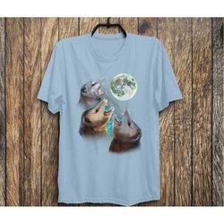 three opposum moon with 3 possums and dead moon costume graphic t-shirt