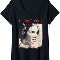 womens star wars princess leia i love you rebel dot v-neck