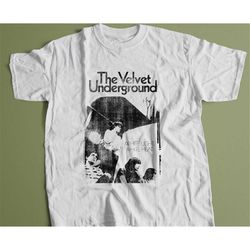 velvet underground white light/white heat distressed men's soft fitted 30/1 cotton tee shirt