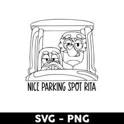 Nice Parking Spot Rita Outline Svg, Bluey Svg, Bluey Dog Svg, Cartoon Svg - Digital File