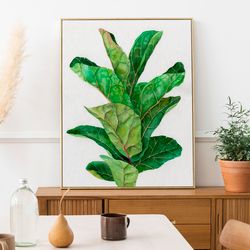 Watercolor Botanical Print, Wall Art Ficus Lyrata, Download Printable Art