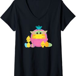 womens star wars the mandalorian the child happy easter v-neck