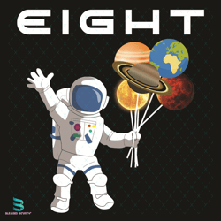 8th birthday astronaut png, birthday png, 8th birthday png