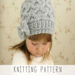 slouchy beanie knitting pattern girls winter hat knit pattern cable hat pattern women's beanie hat pattern slouch bow