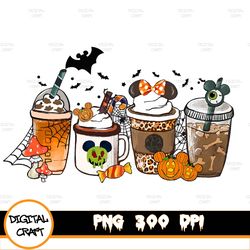 horror fall coffee png pumpkin spice latte iced warm autumn orange digital file sublimation design hand drawn printable