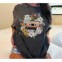floral inspired guardians of the galaxy vol.1 mixtape comfort colors shirt, vintage guardians of the galaxy shirt, marve