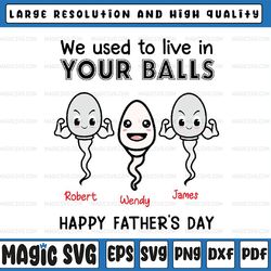 personalized name we used to live in your balls funny gift for dad svg, happy father's day svg, funny dad png