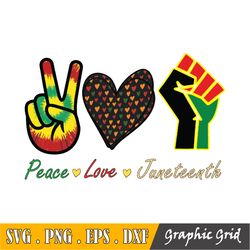 Peace Love Juneteenth Svg, Black Woman Gifts Svg, Since 1865 Svg, Digital Download Cut Files For Circut Sublimation