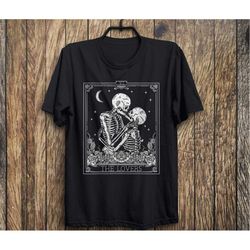 the lovers vintage tarot card astrology skull horror occult graphic t-shirt