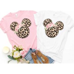 Minnie Mouse Leopard Pink Floral Shirt| Disney Shirts|  Unisex Fit