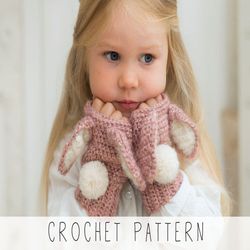 bunny crochet pattern wrist warmers pattern fingerless gloves crochet pattern kids rabbit mitts girls gift easy crochet