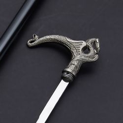 f-dragon cane walk custom handmade stainless steel stick durable self-defense tool with unique ripple patterns mk5154m