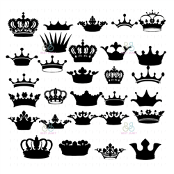 crown silhouettes vintage bundle file svg, disney svg, disney crown svg, trending svg
