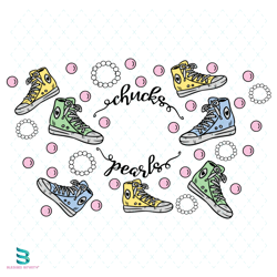 starbucks chucks and pearls full wrap svg, trending svg, chucks cup wrap