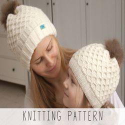 KNITTING PATTERN winter hat knit pattern x Slouch hat knit x Women toque knitting pattern x Texture hat knit pattern