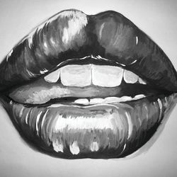 Lips Painting, Lips Wall Decor, Lips Acrylic Painting on Canvas, Sexy Lips Wall Art, Lips Original Canvas Art