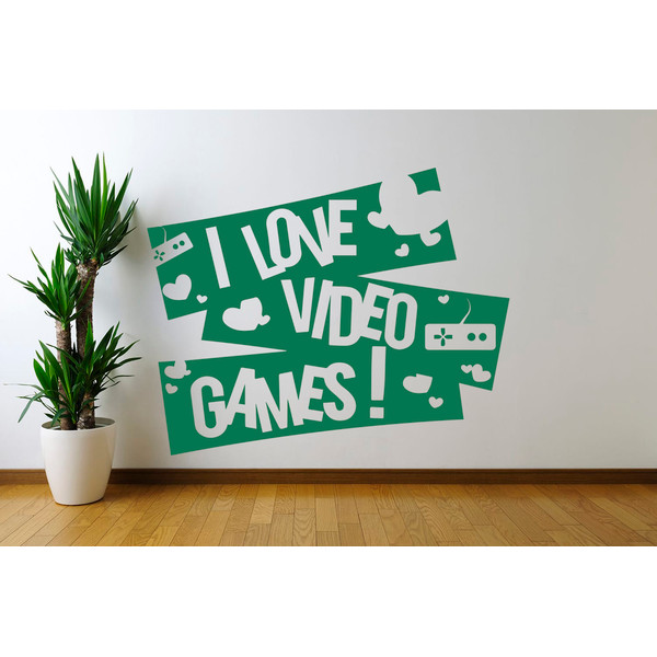 I Love Video Games, Gamer Sticker, Video Game, Computer Game, Game Play, Wall Sticker Vinyl Decal Mural Art Decor