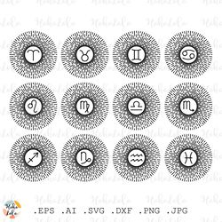 zodiac svg, astrology sign svg, symbol svg, cricut silhouette,  horoscope stencil dxf, clipart png