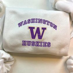 Washington Huskies Embroidered Crewneck, NCAA Embroidered Sweatshirt, Inspired Embroidered Sport Hoodie,Unisex Tshirt