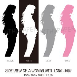 Side view of a woman with long hair | Girl PNG, Woman SVG