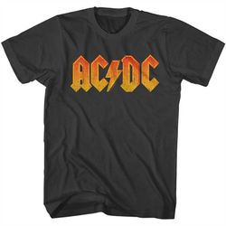 ac/dc distressed orange smoke adult t-shirt