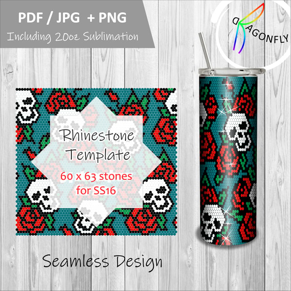 RHINESTONE TUMBLER Template 60 Stones Wide 4mm/SS16 20oz Sk Inspire