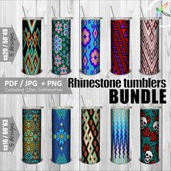 Bundle / Rhinestone Tumbler Template for ss20 ss16 /20oz straight /10 seamless designs / Sublimation PNG-files included