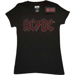 ac/dc ladies t-shirt: full colour logo (diamante)