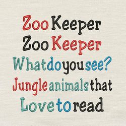 Zoo Keeper embroidery design 3 Sizes reading pillow-INSTANT D0WNL0AD
