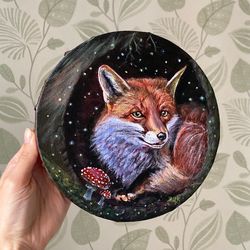 Original Fox Painting, Small Fox On Canvas,  Cottagecore Painting, Red Fox Wall Decor, Fox Portrait, Fox Acrylic Art