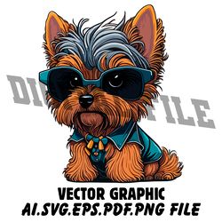 yorkie in sunglasses ai.eps.pdf.svg.png download digital file vector design