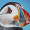birds-puffin-two birds-picture in acrylic, square picture-picture on canvas-green picture-8.JPG