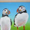 birds-puffin-two birds-picture in acrylic, square picture-picture on canvas-green picture-9.JPG