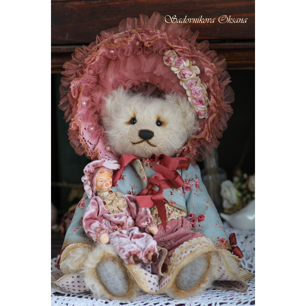 1Handmade Artist-Collectible Teddy Bear-OOAK-Vintage-Victorian Style-Stuffed-Antique-bears animal-toys bear-plushinnes toy-decor baby-shower toys (8).jpg