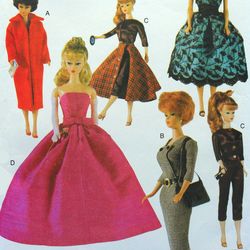 barbie vintage sewing pattern pdf fashion dolls size 11 1/2 inches vogue 7108