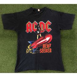 vintage 1988 ac/dc hear seeker acme tagged large mens double sided australian rock band tee retro 1980 aussie rocker str