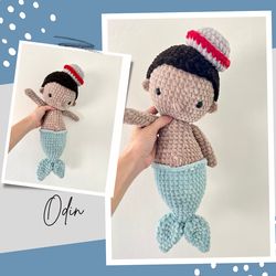 Odin the Merman Boy, Crochet Pattern, Plushie Merman Crochet Pattern