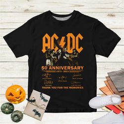 ACDC 50th Anniversary  1973 - 2023 , ACDC Signature T - Shirt, ACDC T Shirt Full Size S - 5XL, Rock and Roll Shirt