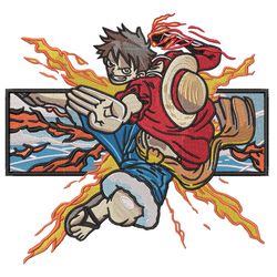 Anime Machine Embroidery Pattern Luffy Fire Strike